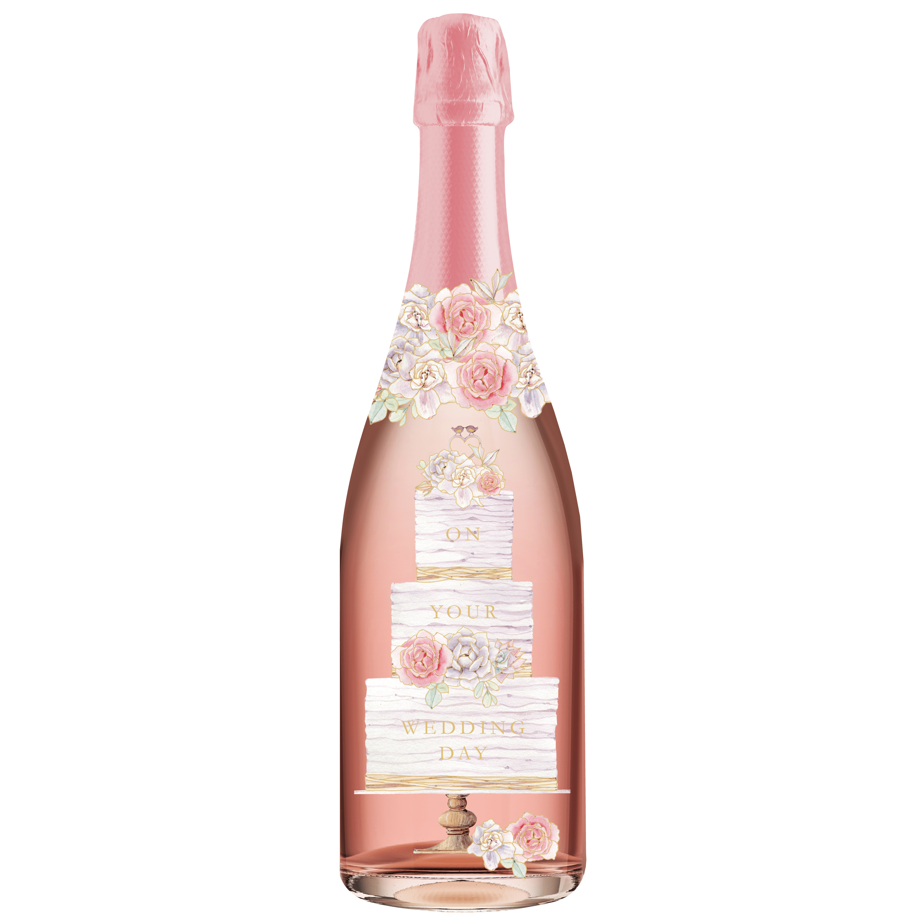 Rustic wedding champagne sound card by Pictura, featuring a vintage-style design with a champagne bottle illustration.